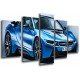 Cuadro Moderno Fotografico base madera, Coche Derportivo, BWM i8, Azul