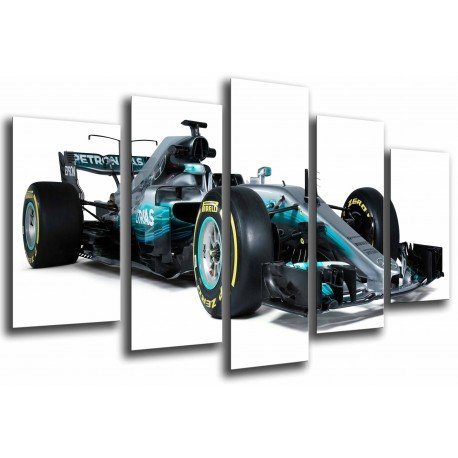 Cuadro Moderno Fotografico base madera, Coche Mercedes Formula 1, Hamilton, Bottas 2017