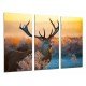 MULTI Wood Printings, Picture Wall Hanging, Deer in the Nature, Atardecer