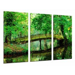 MULTI Wood Printings, Picture Wall Hanging, Landscape of Bridge, Forest, Nature