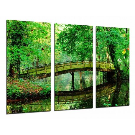 MULTI Wood Printings, Picture Wall Hanging, Landscape of Bridge, Forest, Nature