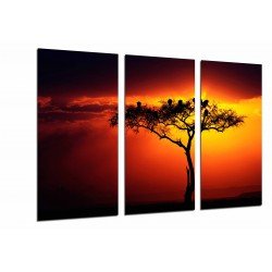 MULTI Wood Printings, Picture Wall Hanging, Tree African, Atardecer