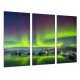 MULTI Wood Printings, Picture Wall Hanging, Northern Lights, Sky Green
