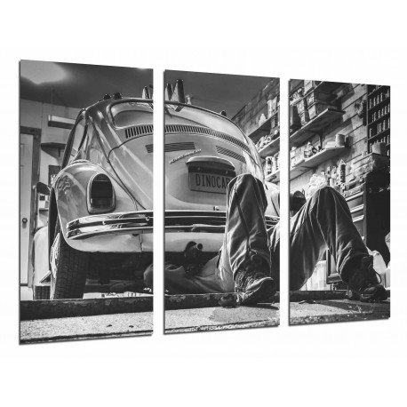 MULTI Wood Printings, Picture Wall Hanging, Car Vintage, Beatle White and Negro