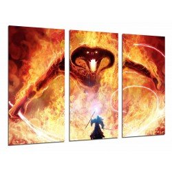 MULTI Wood Printings, Picture Wall Hanging, Lord of The Rings, Gandalf Figth vs. Demonio of Fire