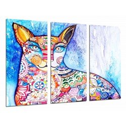 MULTI Wood Printings, Picture Wall Hanging, Mandala of Cat of Colors