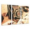 Cuadro Moderno Fotografico base madera, Camara de Fotos Vintage, Fotografia Sepia
